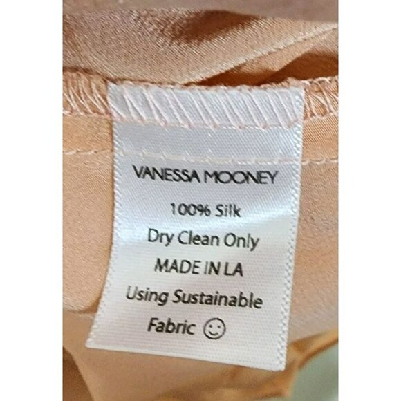 Vanessa Mooney L.A. Sustainable Silk Crepe de Chine Tunic Blouse Peach Pink S - Picture 4 of 4